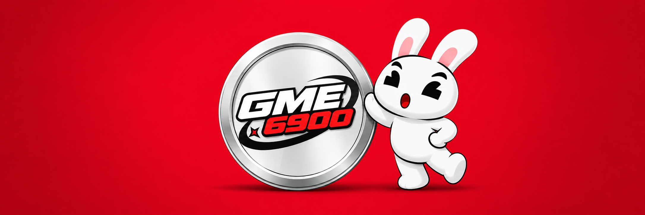 GME6900 coin beside Buck the bunny mascot